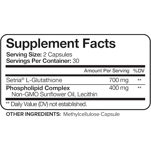 Nutrivein Liposomal Glutathione Setria® 700mg - 60 Capsules - Pure Reduced Glutathione - Master Antioxidant for Optimal Cell Protection, Liver Detox, Cardiovascular Health, Brain and Immune Function