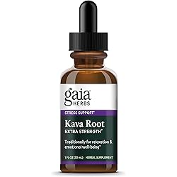 Gaia Herbs Kava Root Extra Strength - Helps Sustain a Sense of Natural Calm, Relaxation, and Emotional Wellness During Times of Stress - Made with Noble Kava Cultivars - 1 Fl Oz 20-Day Supply