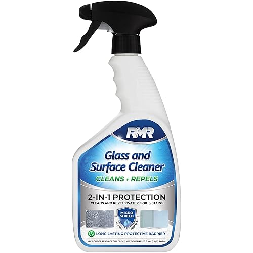 RMR - 2-in-1 Glass and Surface Cleaner Plus Repellent, Streak-Free Multi-Surface Treatment, Cleans & Repels Water Spots, Soil, Stains, 32-Fluid Ounce Spray Bottle