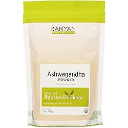 Banyan Botanicals Organic Ashwagandha Powder – Withania somnifera – for Healthy Adrenals & Immune System, Stress Relief, Strength, Balanced Mood & More – 1lb. – Non-GMO Sustainably Sourced Vegan