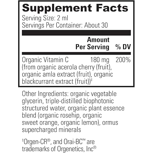 Global Healing USDA Organic Vitamin C 2-Pack 1000mg Total, 500mg Each Serving - 2 Fl Oz