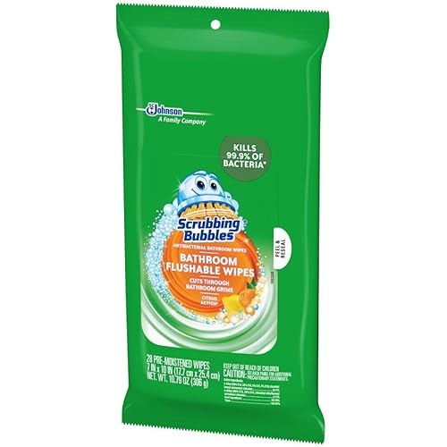 Antibacterial Bathroom Flushable Wipes, Citrus Action, 28 Count - 2 Pack