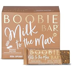 Boobie Bar Superfood Lactation Bars, Lactation Snacks for Breastfeeding to Increase Milk Supply, Fenugreek-Free, Gluten-Free, Dairy-Free, Vegan - Peanut Butter 1.7 Ounce Bars, 6 Count