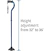 Medline Offset Folding Cane with 4-Point Base with Cushioned Gel Handle, Lightweight and Extra Stable, Blue