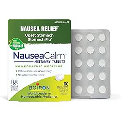 Boiron NauseaCalm Relief for Upset Stomach, Nausea, and Vomiting Due to Stomach Flu, Overindulgence, or Motion Sickness - Non-Drowsy - 60 Count