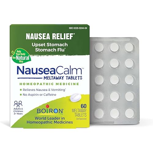 Boiron NauseaCalm Relief for Upset Stomach, Nausea, and Vomiting Due to Stomach Flu, Overindulgence, or Motion Sickness - Non-Drowsy - 60 Count