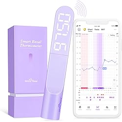 Easy@Home Basal Body Thermometer: Accurate BBT Thermometer for Ovulation - Bluetooth & USB Rechargeable & LED Display - 1100th Degree High Precision and Memory Recall with Premom App - EBT089 Purple