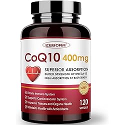 CoQ10-400mg-Softgels with PQQ, BioPerine & Omega-3, Coenzyme Q10Ubiquinone Supplement for High-Absorption, Powerful-Antioxidant, Support Heart-Health & Energy-Production 120 Servings