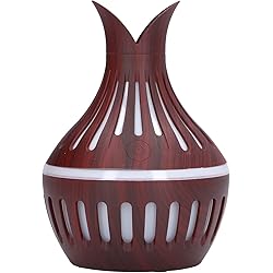 Shipenophy Aroma Diffuser, 1.5-2W Wood Grain 2.4MHz Vibration Safe Operation 300ml Humidifier for Living Room for Bedroom