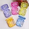 sansheng 5 pack Contact Lens Case Kit,，contact case holder，contact lens fixed lens box, blue, purple, green, rose red, yellow