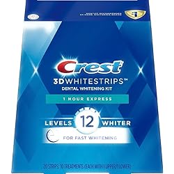 Crest 3D Whitestrips, 1 Hour Express, Teeth Whitening Strip Kit, 20 Strips 10 Count Pack