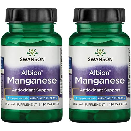 Swanson Albion Chelated Manganese 10 Milligrams 180 Capsules 2 Pack