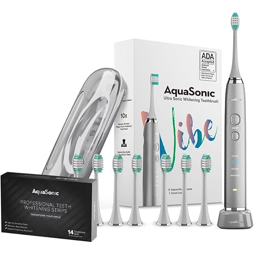 Aquasonic Vibe Series Ultra Whitening Toothbrush | Aquasonic Teeth Whitening Strips