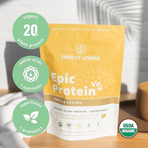 Epic Protein Bundle - Vanilla Lucuma & Green Kingdom 20g Organic Plant-Based Protein Powder, Vegan, Gluten Free, Superfoods | 1lb, 12 Servings