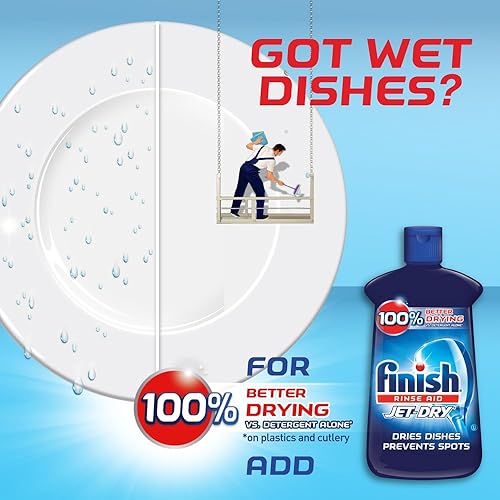 Finish Jet-Dry Rinse Aid, 32oz, Dishwasher Rinse Agent & Drying Agent 300 Washes