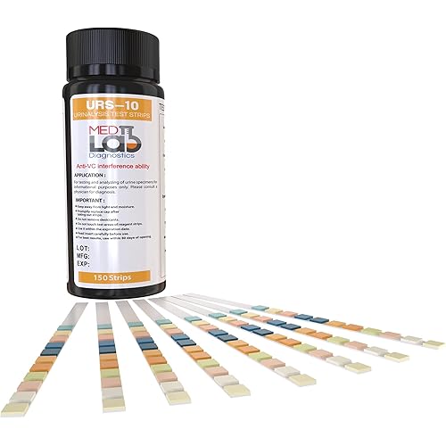 10 Parameter Urine Test Strips for Urinalysis150 Cnt in Sealed Pouches. Tests for Ketosis, pH, Protein, UTI, Kidney and Liver Function