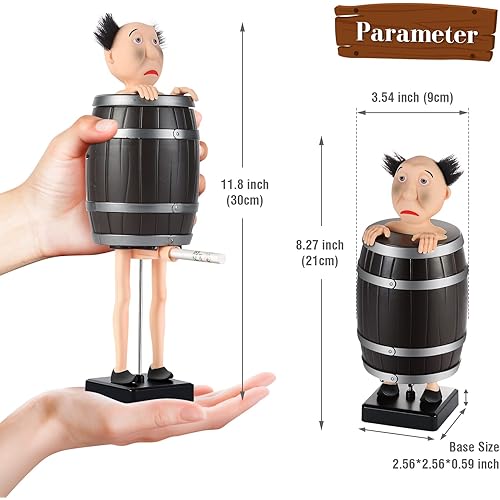 Funny Cigarette Dispenser, Prank Automatic Bounce Cigarette Case Box, Weird Old Man in The Wooden Barrel Cigarette Box Figurines Statue for Christmas Party Home Decor, Prank Toy Gift for Man
