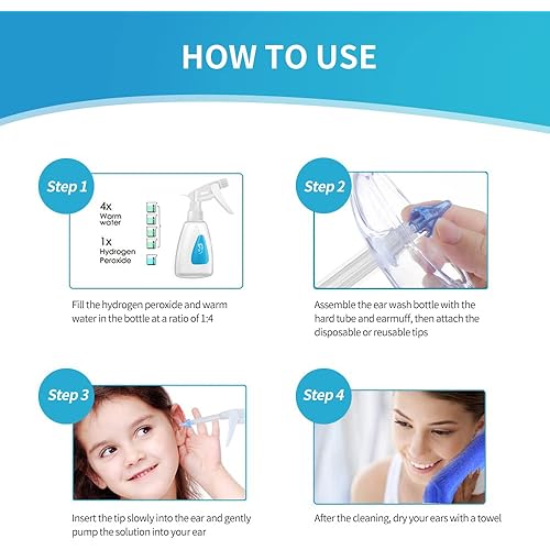 Ear Wax Removal Tool Kit with Earmuff, OOCOME Ear Cleaning Kit for Adults & Kids Ear Irrigation System Safe & Effective Ear Cleaner for Unblocking Ears 300ML