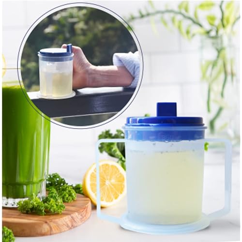 ADAPTIVE UTENSILS Regulating Drinking Cup, For Individuals Who Suffer from Swallowing Disorders Such as Dysphagia, Adult sippy Cup is Put Down & Lifted, Without the Use of Thickeners