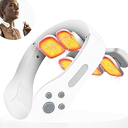 CRFISH Electric Pulse Neck Massager for Pain Relief, Intelligent Neck Massager with Heat, 5 Modes 25 Levels Cordless Deep Tissue 6 Point Massager, Portable Neck Massager for Women Men