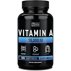 Vitamin A Softgels 10,000 IU | 180 CT Non-GMO Premium Dietary Supplement from Fish Liver Oil, Supports Immune System, Reproductive Function, and Cellular Health for Vision, Skin, and Bones