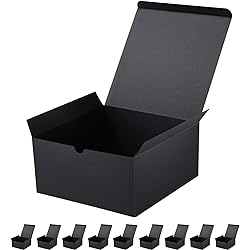 JINMING 10 Gift Boxes 8x8x4 Inches Gift Boxes with Lids, Matte Black Gift Boxes Bulks for Wedding, Party, Birthday, Groomsman Proposal Boxes for Light Gifts