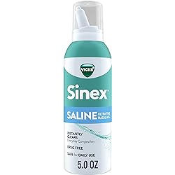 Vicks Sinex Saline Ultra Fine Nasal Spray Mist Instantly Clear Everyday Congestion, 5.0 fl oz
