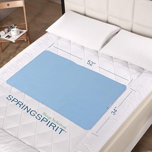 Bed Pads for Incontinence Washable Large 34" × 52", Reusable Waterproof Bed Underpads with Non-Slip Back for Elderly, Kids, Women or Pets, Blue and Green