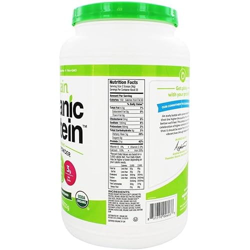 Orgain Organic Plant Based Protein Powder, Natural Unsweetened - Vegan, Low Net Carbs, 1.59 Pound & Organic Plant Based Protein Superfoods Powder, Vanilla Bean - Vegan, Non Dairy, 2.02 lb