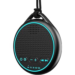 Fourair White Noise Sound Machine with 25 Soothing Sounds Powered by USB or Battery Portable Lanyard for Travel 32 Volume Levels 5 Timers and Memory Function for Baby Kids Adults Sleeping Black