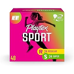 Playtex Sport Tampons Multipack, Regular and Super Absorbency, Unscented, 48 Count