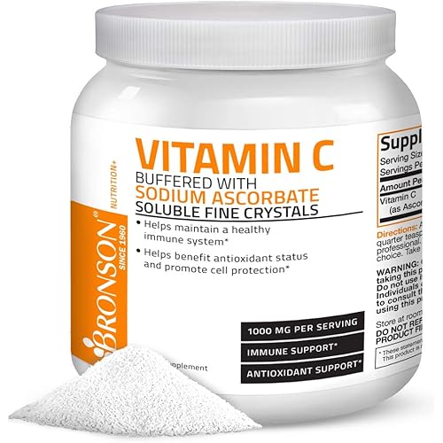 Buffered Vitamin C Powder Ascorbic Acid Buffered with Sodium Ascorbate Soluble Fine Crystals – Promotes Healthy Immune System and Cell Protection – Powerful Antioxidant - 1 Kilogram 2.2 Lbs