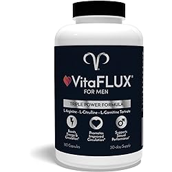 VitaFLUX Triple Power Nitric Oxide Supplement for Male Performance, Stamina, Energy, Recovery - L Arginine 2000mg, L Citrulline 1000mg, L Carnitine 1000mg, Zinc, Magnesium - Amino Acids, 180 Capsules