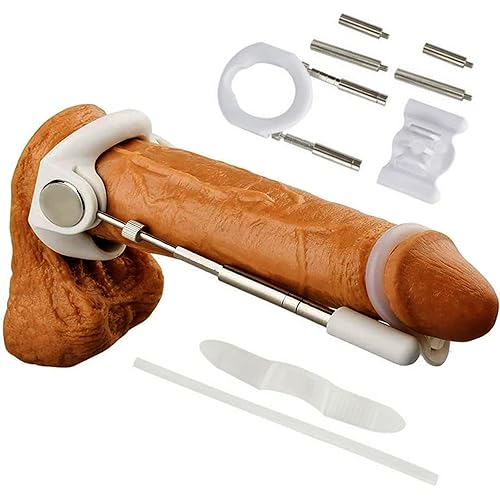 Penis-Extender-Stretcher, Penis-Enlargement, Sex-Products-for-Adult-Couples, Sex-Toys for Men, pens-Extender-for-Men - Adjustable Stretch Length - Made of Plastic and Stainless Steel, White