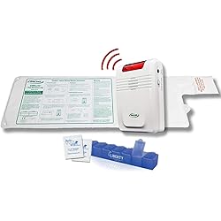 Smart Caregiver Wireless Bed Alarm System - Cordless Weight Sensing Bed Alarm Pad 10” x 30” with Remote Alert Monitor, Free Individual Cleaning Wipes and Liberty 7 Day Pill Box