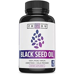 Zhou Black Seed Oil | 100% Virgin, Cold Pressed Source of Omega 3 6 9 | Super antioxidant for Immune Support, Joints, Digestion, Hair & Skin | 60 Caps