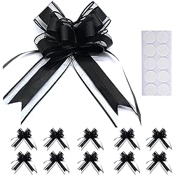 10PCS Large Pull Bows,Bows for Gift Wrapping,Organza Gift Wrapping Ribbon Pull Bows Gift Bows for Wedding Gift Baskets,Christmas Party Birthday Gift Bow Decoration Black