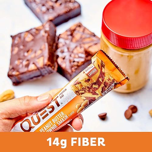 Quest Nutrition- High Protein, Low Carb, Gluten Free, Keto Friendly, Peanut Butter Brownie Smash, 12 Count