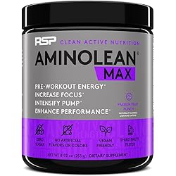 AminoLean MAX Pre Workout - Intense Energy, Massive Pumps, Laser Focus with Natural Caffeine, Nitric Oxide, Beta Alanine, BCAAs, Nootropics, 25 Serv
