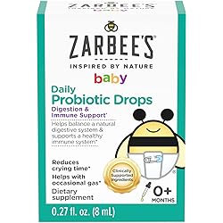 Zarbee's Baby Probiotic Drops, Daily Digestive Immune Support, Newborn Infants & Up, 0.27 Fl Oz