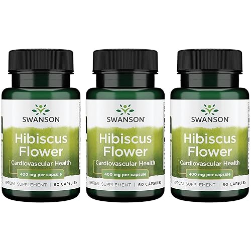 Swanson Full-Spectrum Hibiscus Flower - Herbal Supplement Promoting Heart Health Support - Natural Formula wBioactive Compounds - 60 Capsules, 400mg Each 3 Pack