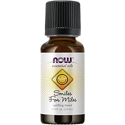 NOW Essential Oils, Smiles for Miles Aromatherapy Blend, Refreshing Aromatherapy Scent, Blend of Pure Essential Oils, Vegan, Child Resistant Cap, 1-Ounce