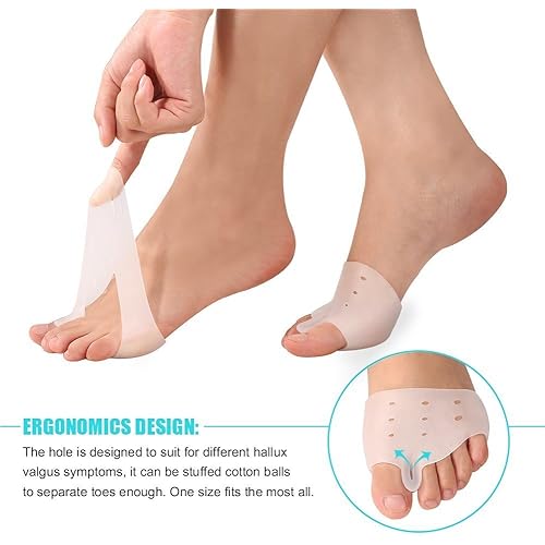 Toe Separator and Gel Bunion Pads for Hammer Toe Straightener, Crooked Toe Stretchers and Alignment, Bunion Pain Relief, Callus Blister, Hallux Valgus, Overlapping Toes Spacers, Ball of Foot Pad