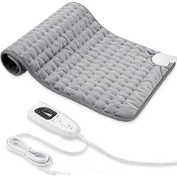 haoxuandianzi Heating Electric Pad for Back, Shoulders, Abdomen, Legs, Arms, Electric Fast Heat Pad with Heat Settings, Auto Shut Off 12" x 24'', Silver Gray