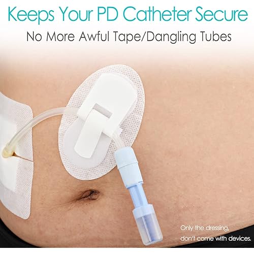 Peritoneal Dialysis PD Catheter Holder Adhesive Patch Stabilization Device for Picc Line Stomach Feeding Peg J Tube G-Tube Urine Foley Catheter | Individually Packed| Non-Woven Dressing Pack of 5