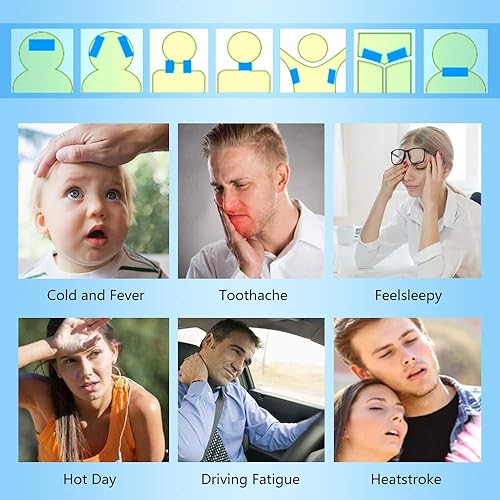 10 Sheets EasYeah Kids Cooling Patches for Fever Discomfort & Pain Relief, Cooling Relief Fever Reducer, Soothe Headache Pain, Pack of 10