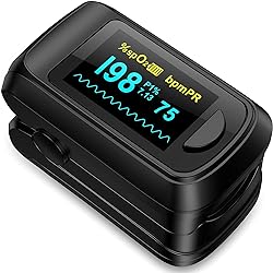 Fingertip Pulse Oximeter Blood Oxygen Saturation Monitor, Heart Rate and Fast Spo2 Reading Oxygen Meter with OLED Screen AAA Batteries