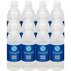 Snugell Distilled Water for CPAP Humidifiers | 12 Bottle Pack 16.9 oz H20 | Travel Friendly | 16.9oz H2O | Made in USA