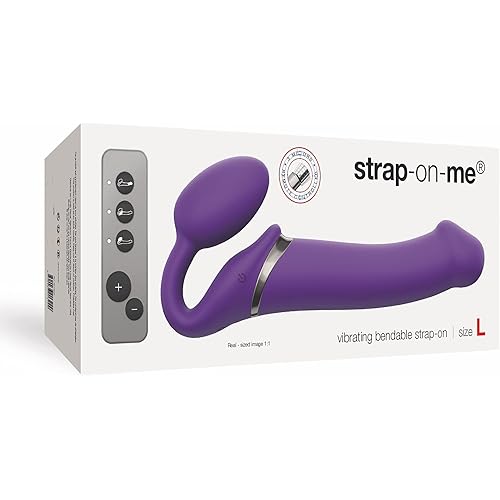 strap-on-me | Vibrating Bendable Strap-On | 3 Stimulation Zones Motors | Remote Control with LED | Shape Memory Technology | No Harness Needed | Reddot Award 2019 Winner - Size L - Purple