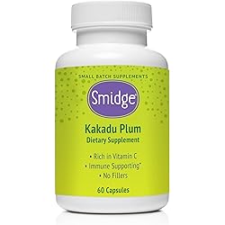 Smidge® Kakadu Plum Capsules, 60 ct. Pure, Non-GMO Vitamin C from Australian Kakadu Plum, with Natural Antioxidants. No Fillers, No Ascorbic Acid